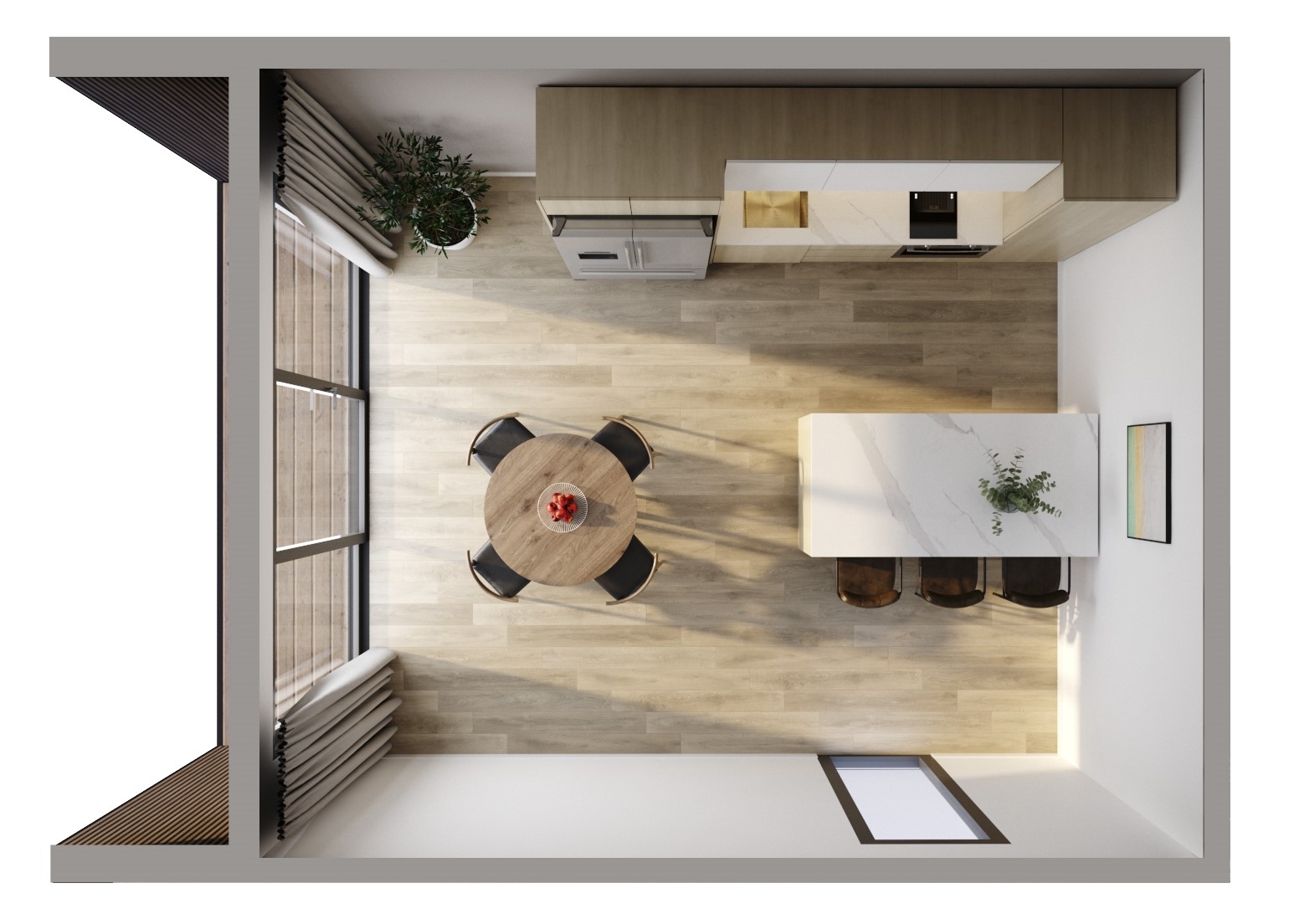 STUDIO -KITCHEN & DINING – VIEW 1